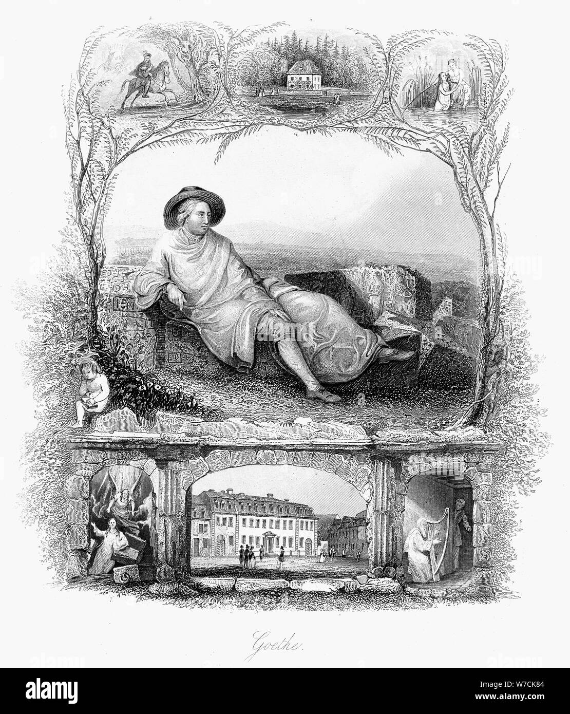 Johann Wolfgang von Goethe, deutscher Dichter, Dramatiker und Wissenschaftler, c 1860. Artist: Unbekannt Stockfoto