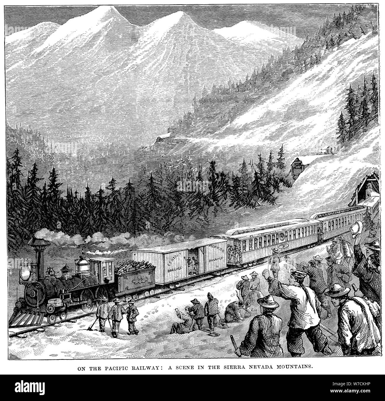 Central Pacific Railraod in die Berge der Sierra Nevada, c 1875. Artist: Unbekannt Stockfoto