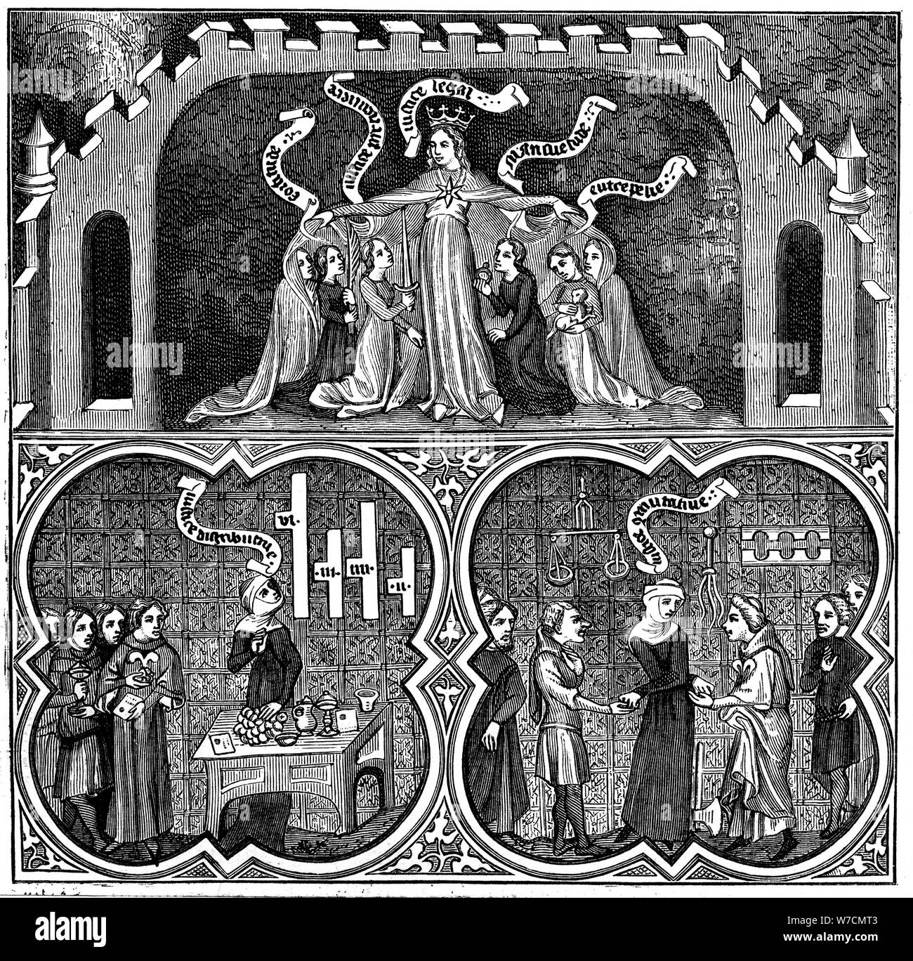Die Allegorie der Gerechtigkeit, von Aristoteles' Ethik, 14. Artist: Unbekannt Stockfoto
