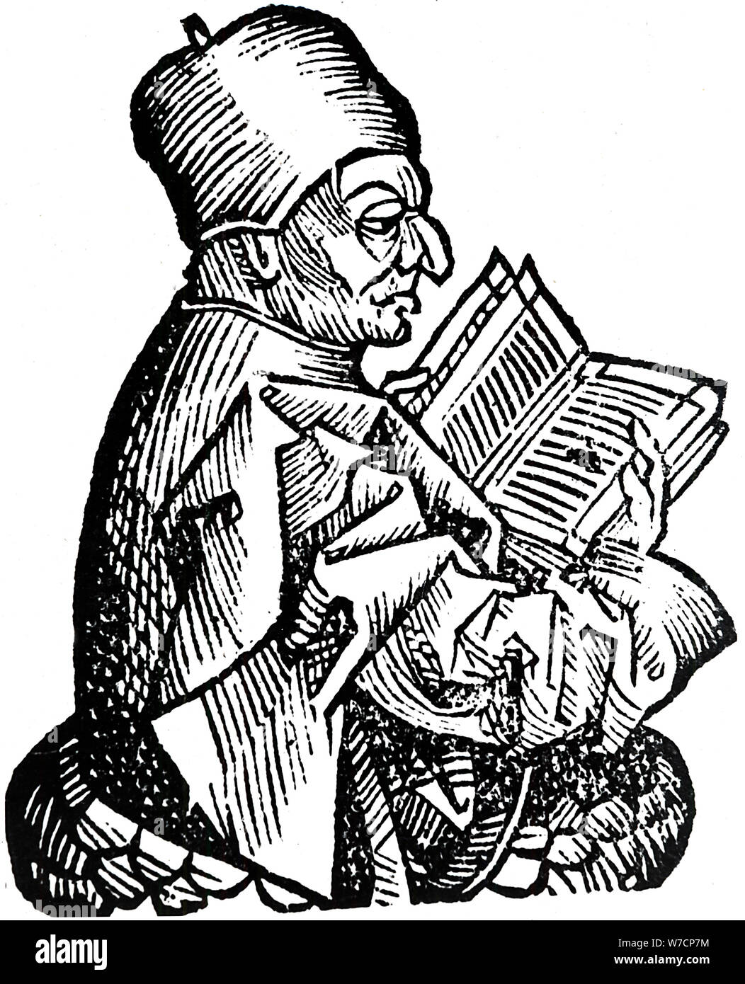 Beda Venerabilis (c 673-735), Angelsächsischen Theologen, Gelehrte und Historiker, 1493. Artist: Unbekannt Stockfoto