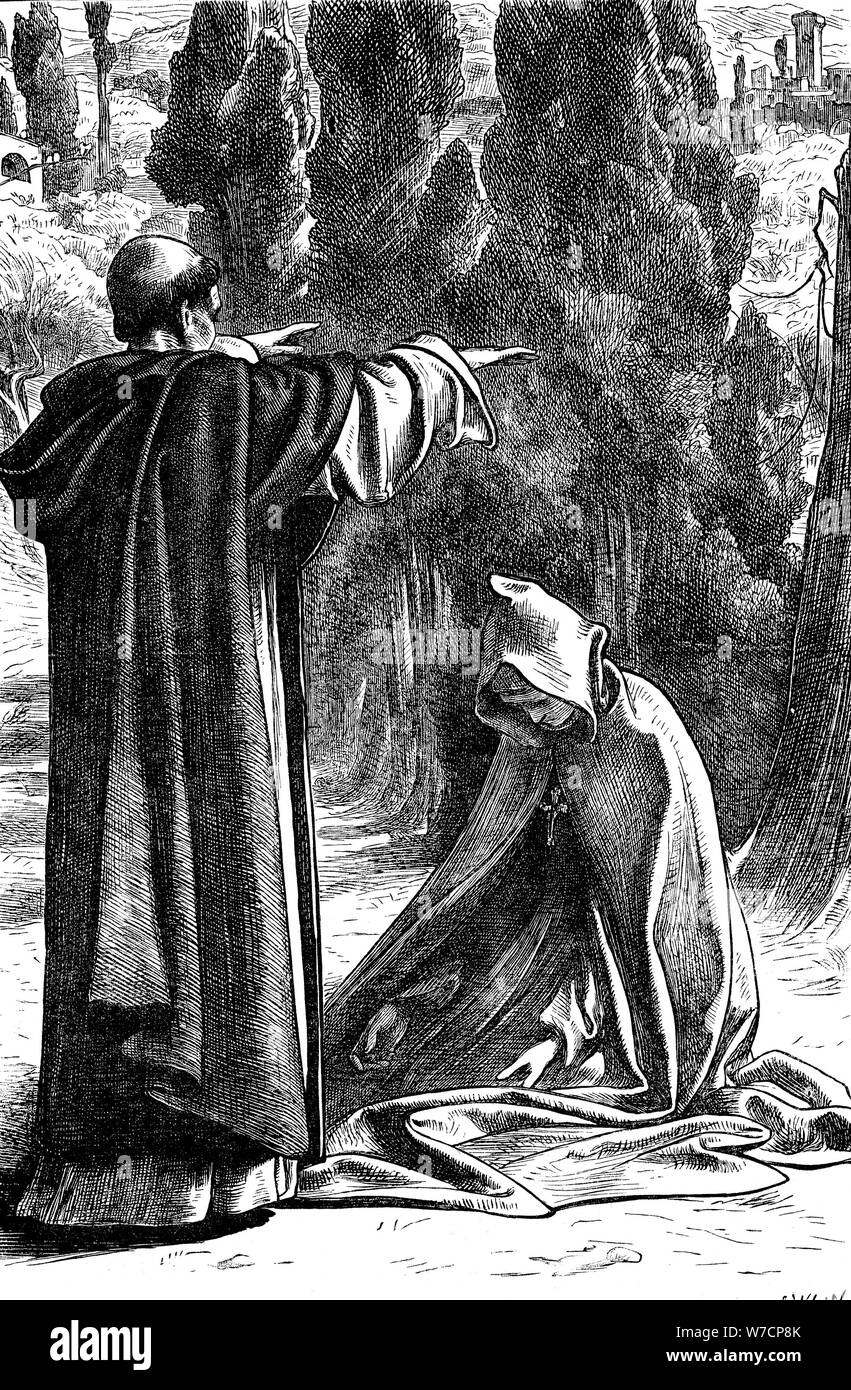 Fra Girolamo kommandierenden Romola nicht Florenz, 1862-1863 zu verlassen. Artist: Frederic Leighton Stockfoto