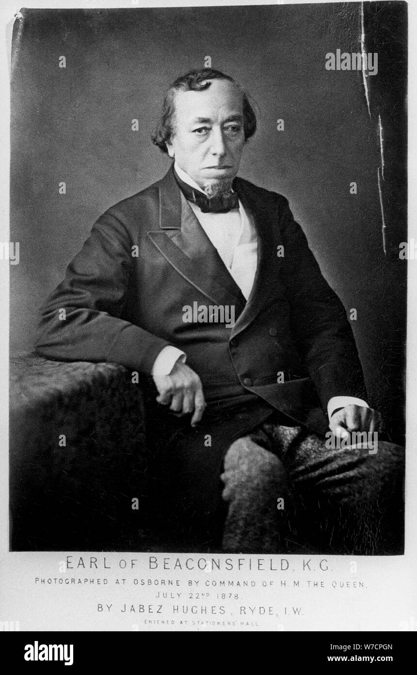 Benjamin Disraeli, 1st Earl of Beaconsfield (1804-1881), britischer Konservativer Staatsmann, 1878. Artist: Cornelius Jabez Hughes Stockfoto