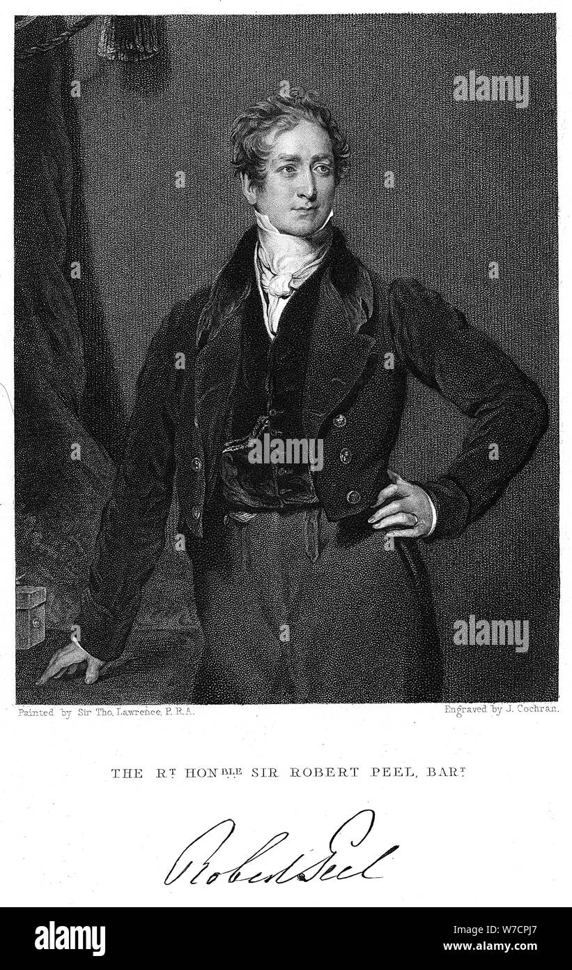 Robert Peel, 19. Jahrhundert britische Staatsmann. Artist: J Cochran Stockfoto