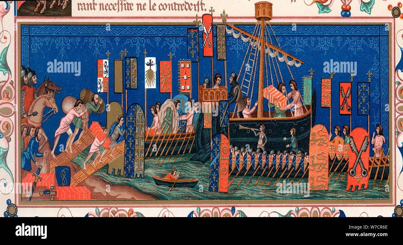 Kreuzfahrer Hafen für das Heilige Land, aus dem 15. Jahrhundert. Artist: Unbekannt Stockfoto