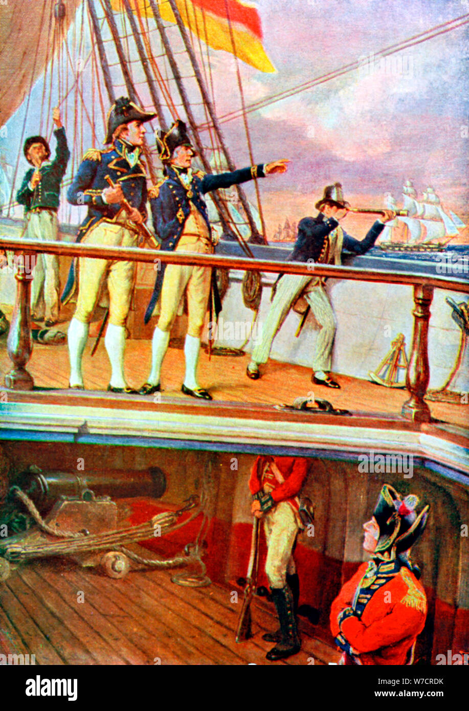 Schlacht von Trafalgar, 21. Oktober 1805. Artist: Unbekannt Stockfoto