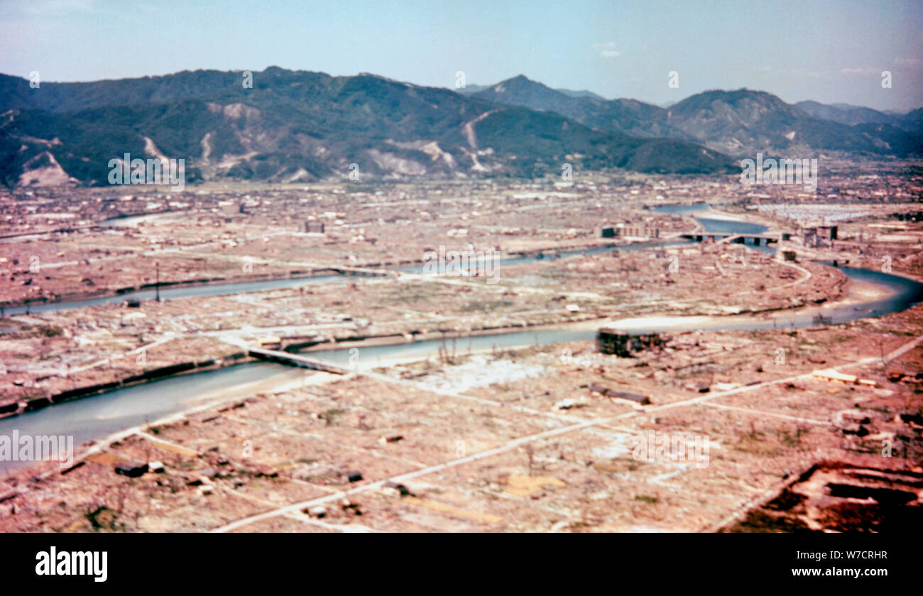 Hiroshima, Japan, nach dem Abwurf der Atombombe im August 1945. Artist: Unbekannt Stockfoto