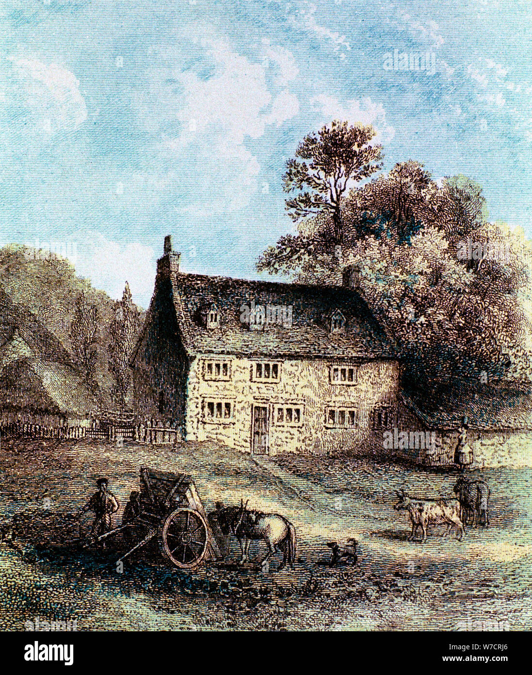 Woolsthorpe Manor in der Nähe von Grantham, Lincolnshire, Geburtsort von Isaac Newton, 1859. Artist: Unbekannt Stockfoto