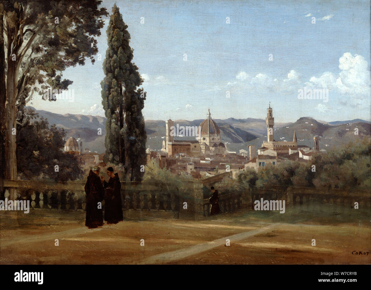 'Florenz, Blick von der Boboli Gärten', 1835-1840. Künstler: Jean-Baptiste-Camille Corot Stockfoto