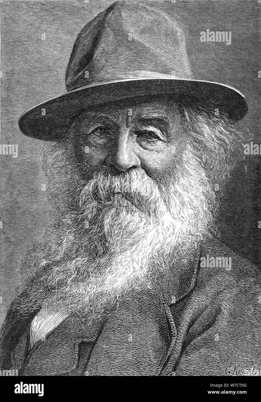 Walt Whitman (1819-1892), amerikanischer Dichter, c 1880. Artist: Unbekannt Stockfoto