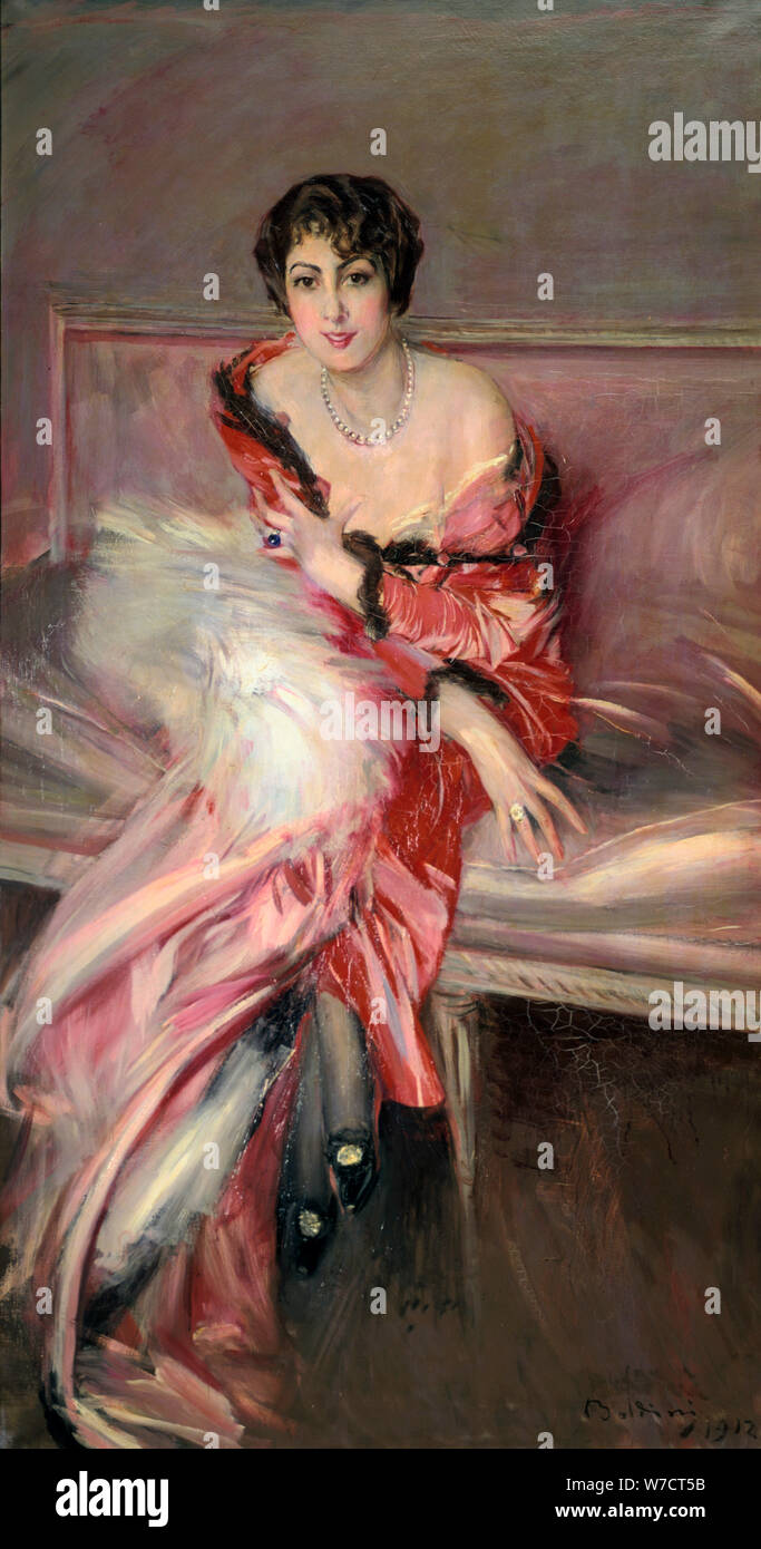 'Madame Juillard" in Rot, 1912. Künstler: Giovanni Boldini Stockfoto