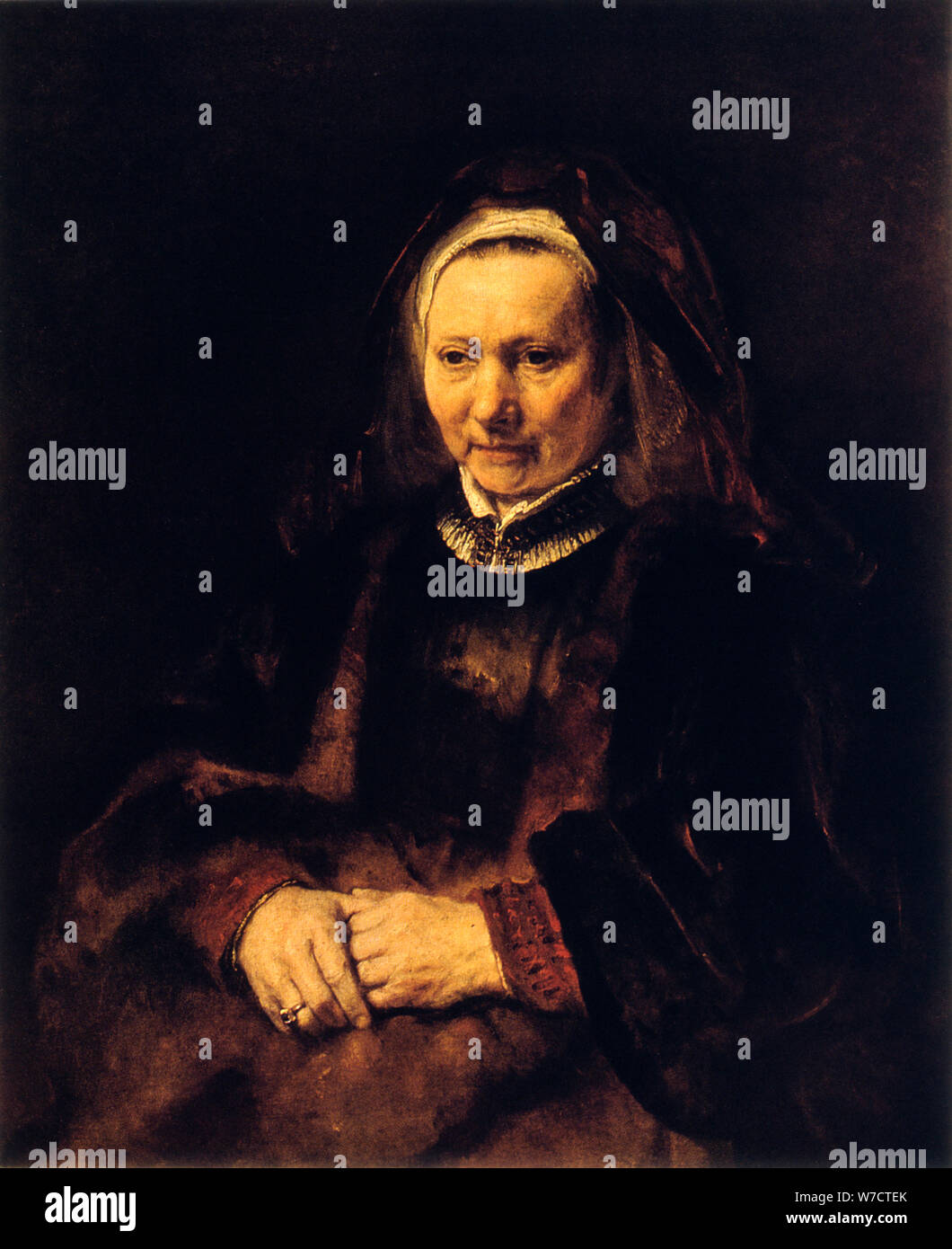 "Porträt einer alten Frau', 17. Artist: Rembrandt Harmensz van Rijn Stockfoto