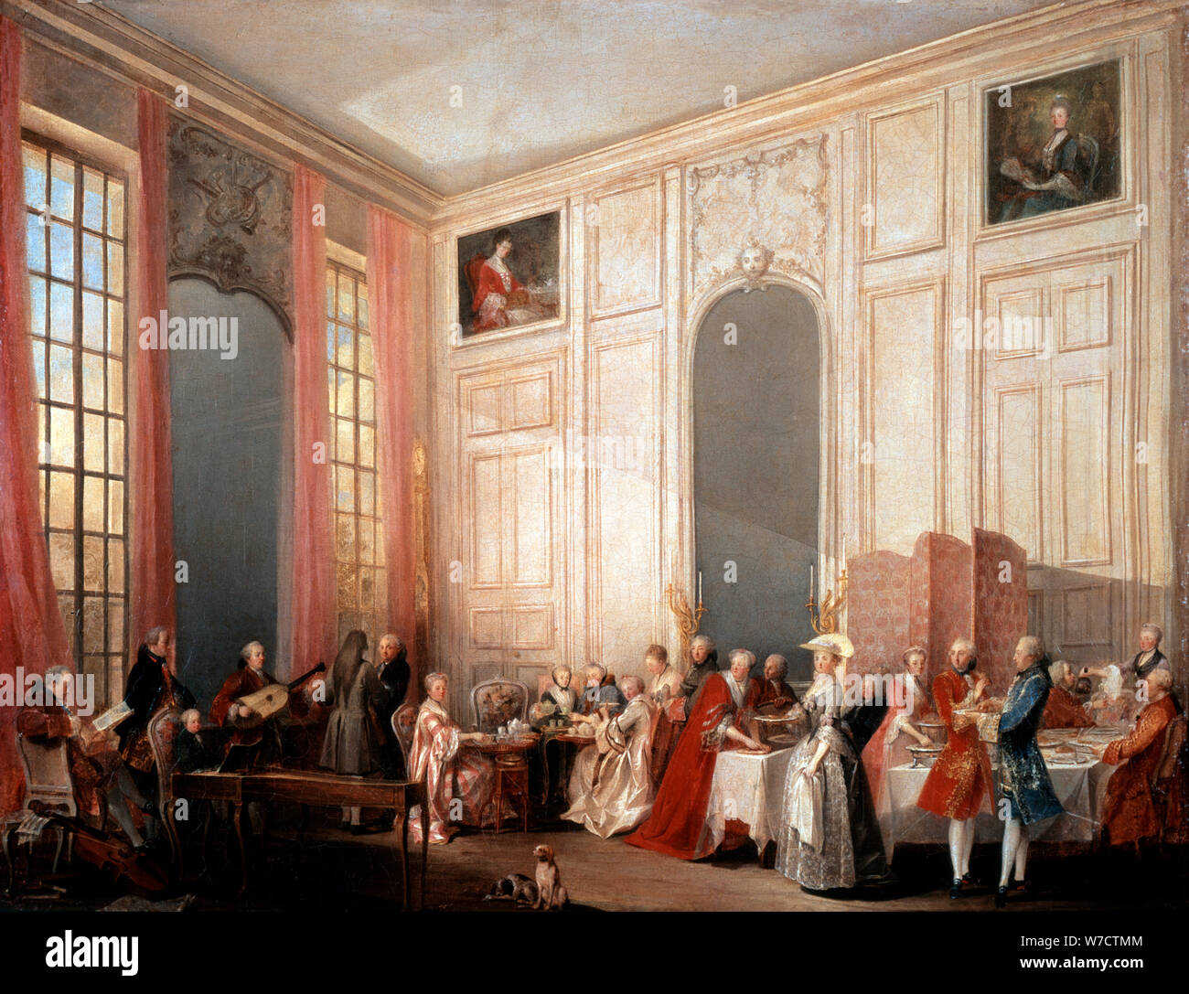 "English Tea Party mit dem Prinzen von Conti im Tempel', 1766. Artist: Michel Barthelemy Ollivier Stockfoto