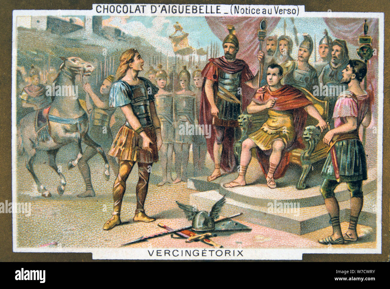 Vercingetorix unterwirft sich Julius Cäsar, c 46 v. Chr. (19. Jahrhundert). Artist: Unbekannt Stockfoto