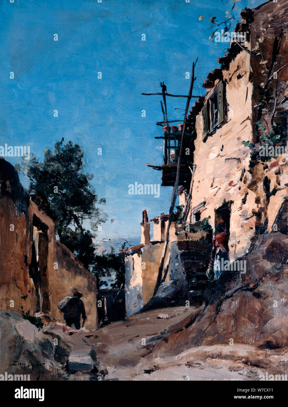 "Die Altstadt unterhalb des Friedhofs, Menton", 1890. Artist: Emmanuel Lansyer Stockfoto