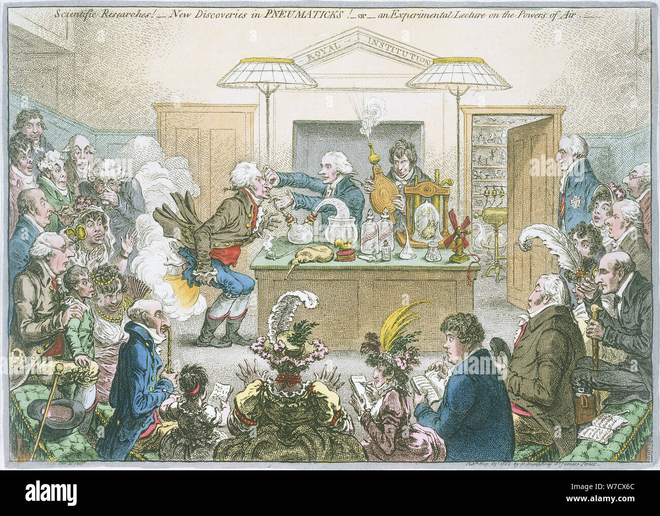 Chemische Vorlesung, 1802. Künstler: James Gillray Stockfoto