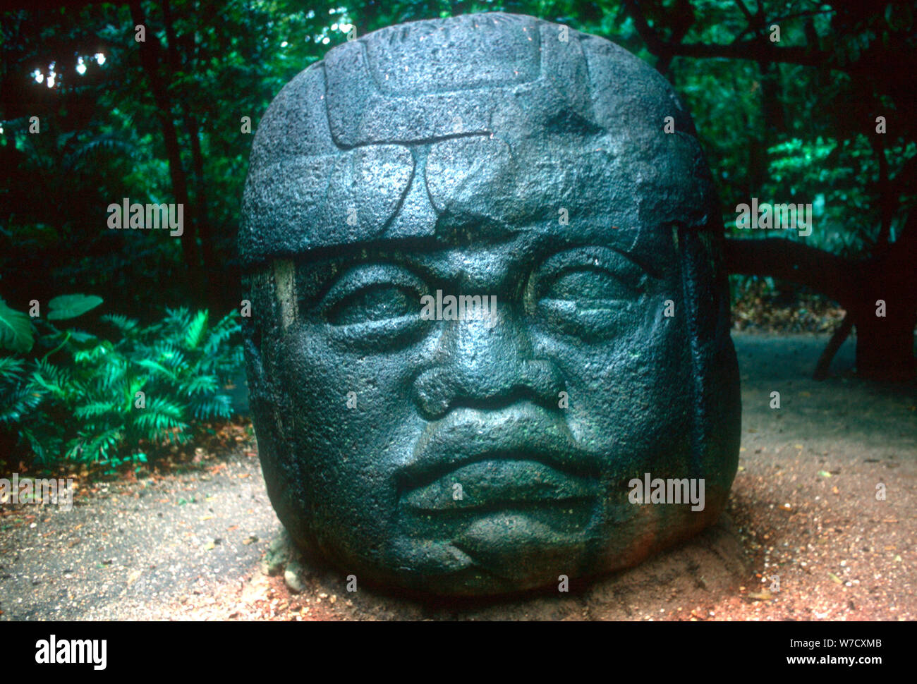 Olmec geschnitzten Kopf aus La Venta, Präkolumbianische, Mittelamerika, 1150-800 v. Chr.. Artist: Unbekannt Stockfoto