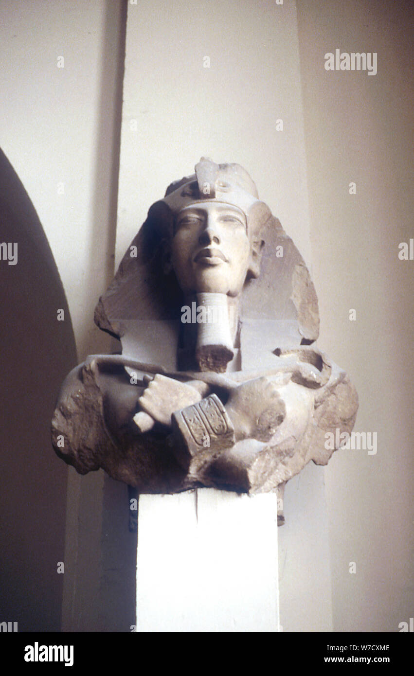 Kopf von König Echnaton, der ägyptischen Antike, 18. Dynastie geschnitzt, c 1353 - c 1334 BC. Artist: Unbekannt Stockfoto