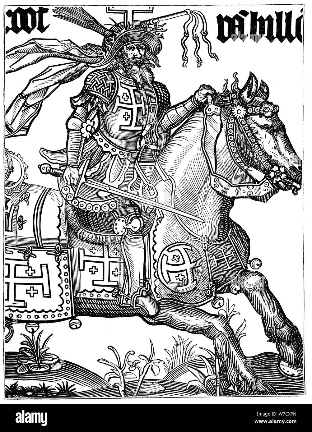 Gottfried von Bouillon, 11. Jahrhundert französische Kreuzfahrer, aus dem 15. Jahrhundert. Artist: Unbekannt Stockfoto