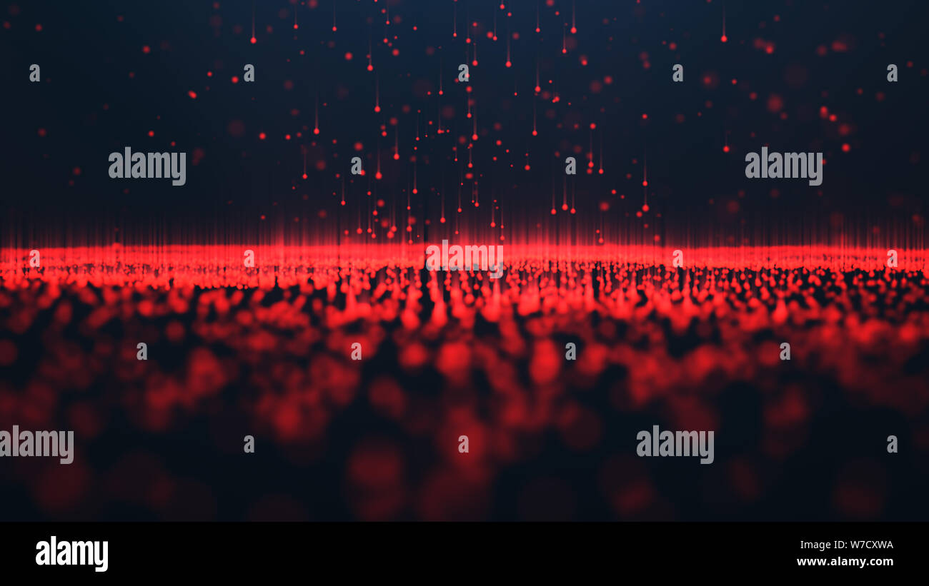 Zusammenfassung Hintergrund von glänzenden Partikeln. Digitale Signatur mit Wave Partikel, funkeln. Schönen roten schwebenden Teilchen mit Licht erheben, 3. Stockfoto