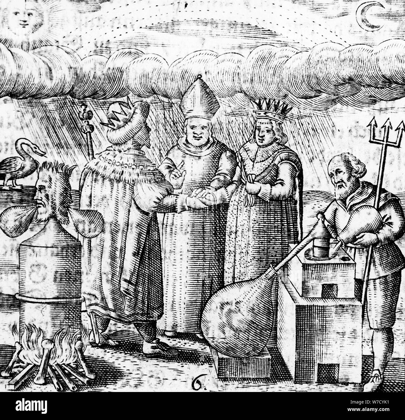 Der sechste Schlüssel von Basil, Valentine, legendären 15. Jahrhundert Deutsche Mönch und Alchemist, 1651. Artist: Unbekannt Stockfoto
