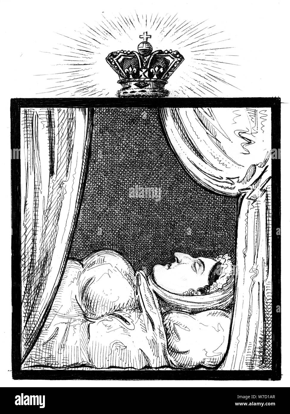 'Ihre Majestät Königin Caroline, als sie ein paar Stunden erschienen nach ihrem Ableben', c 1821. Artist: Unbekannt Stockfoto