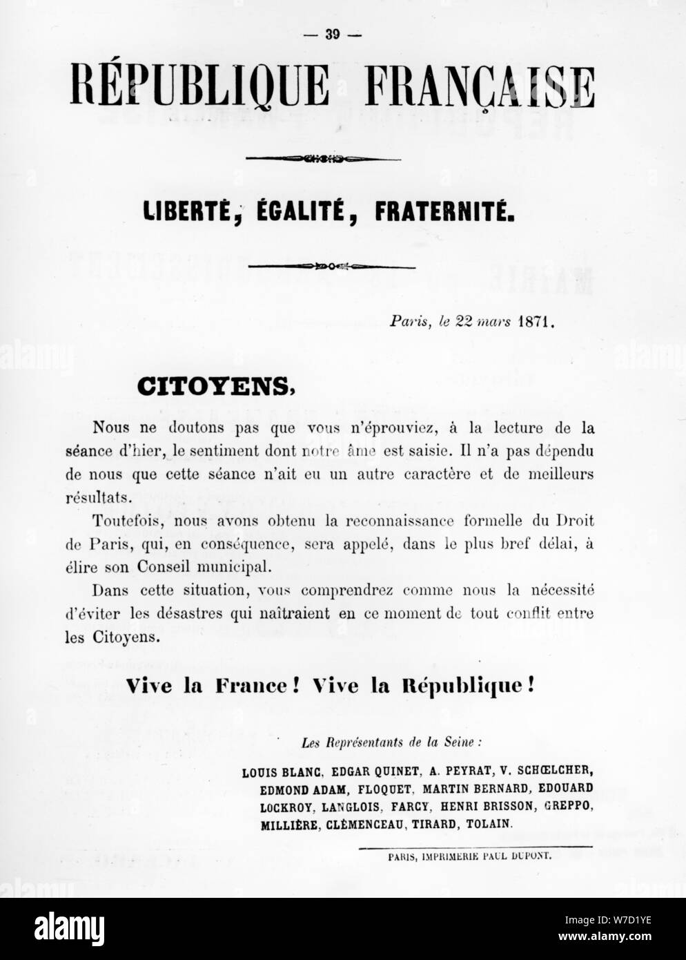 Citoyens, aus dem Französischen politischen Plakate der Pariser Kommune, Mai 1871. Artist: Unbekannt Stockfoto