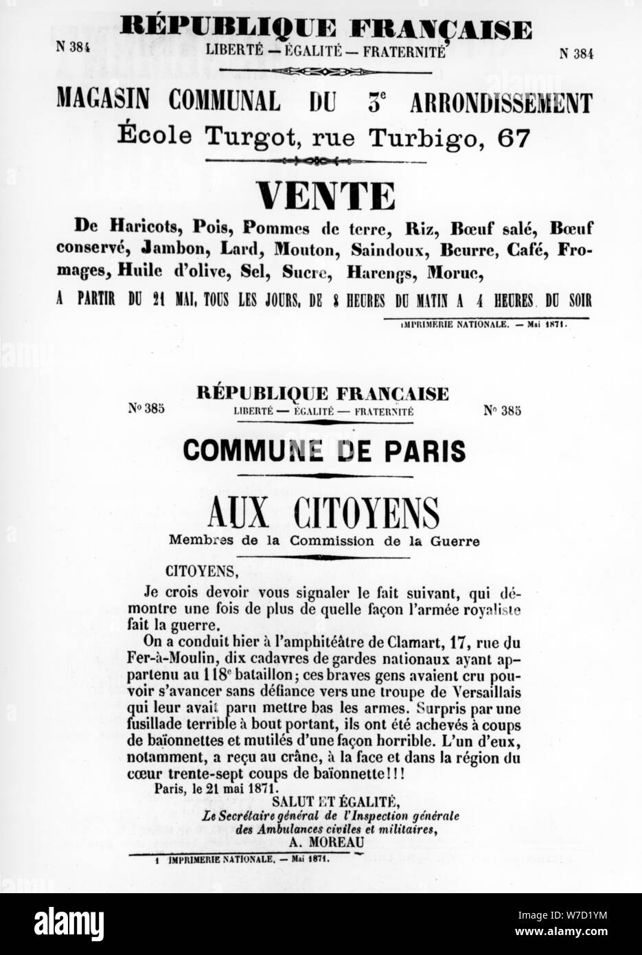 Vente, aus dem Französischen politischen Plakate der Pariser Kommune, Mai 1871. Artist: Unbekannt Stockfoto