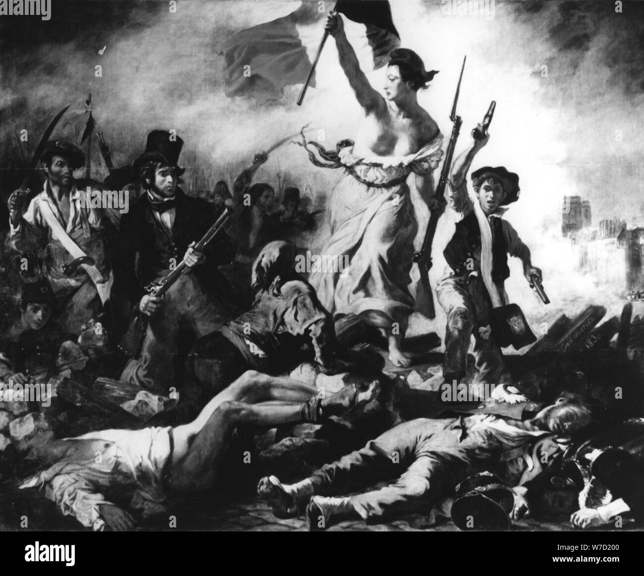 "La Liberté guidant Le Peuple", 28. Juli 1830. Künstler: Eugène Delacroix Stockfoto