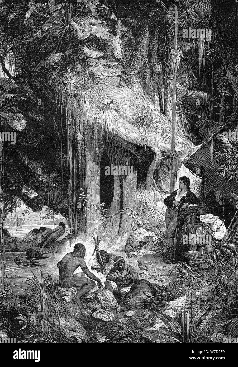 Alexander von Humboldt und Aimé Bonpland auf den Orinoco, 1800-1804 (1900). Artist: Unbekannt Stockfoto