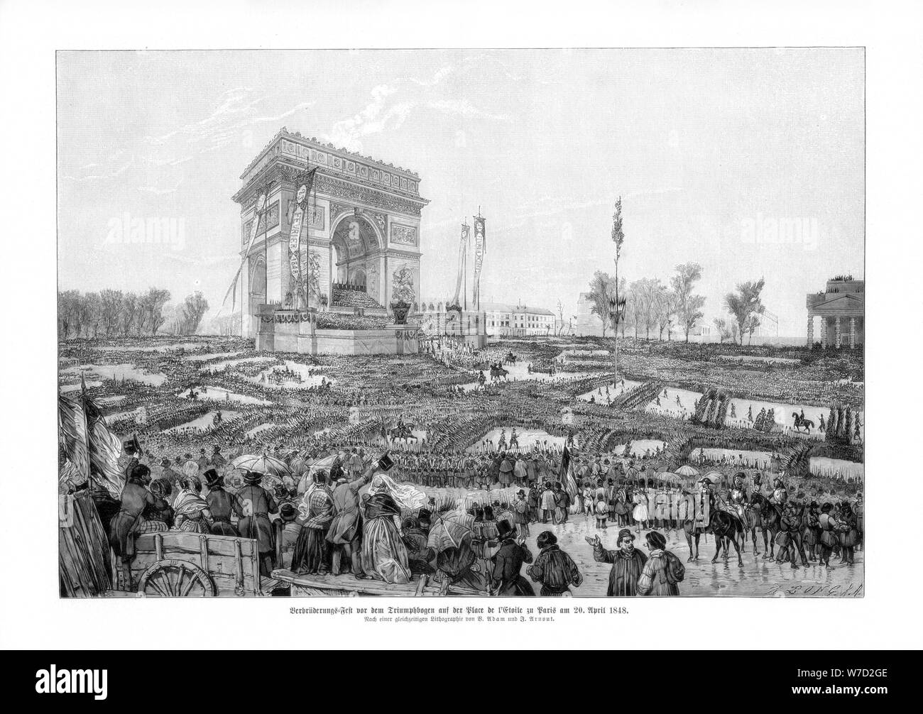 Der Arc de Triomphe, Place de l'Etoile, Paris, 20. April 1848. Artist: lipperheide Stockfoto