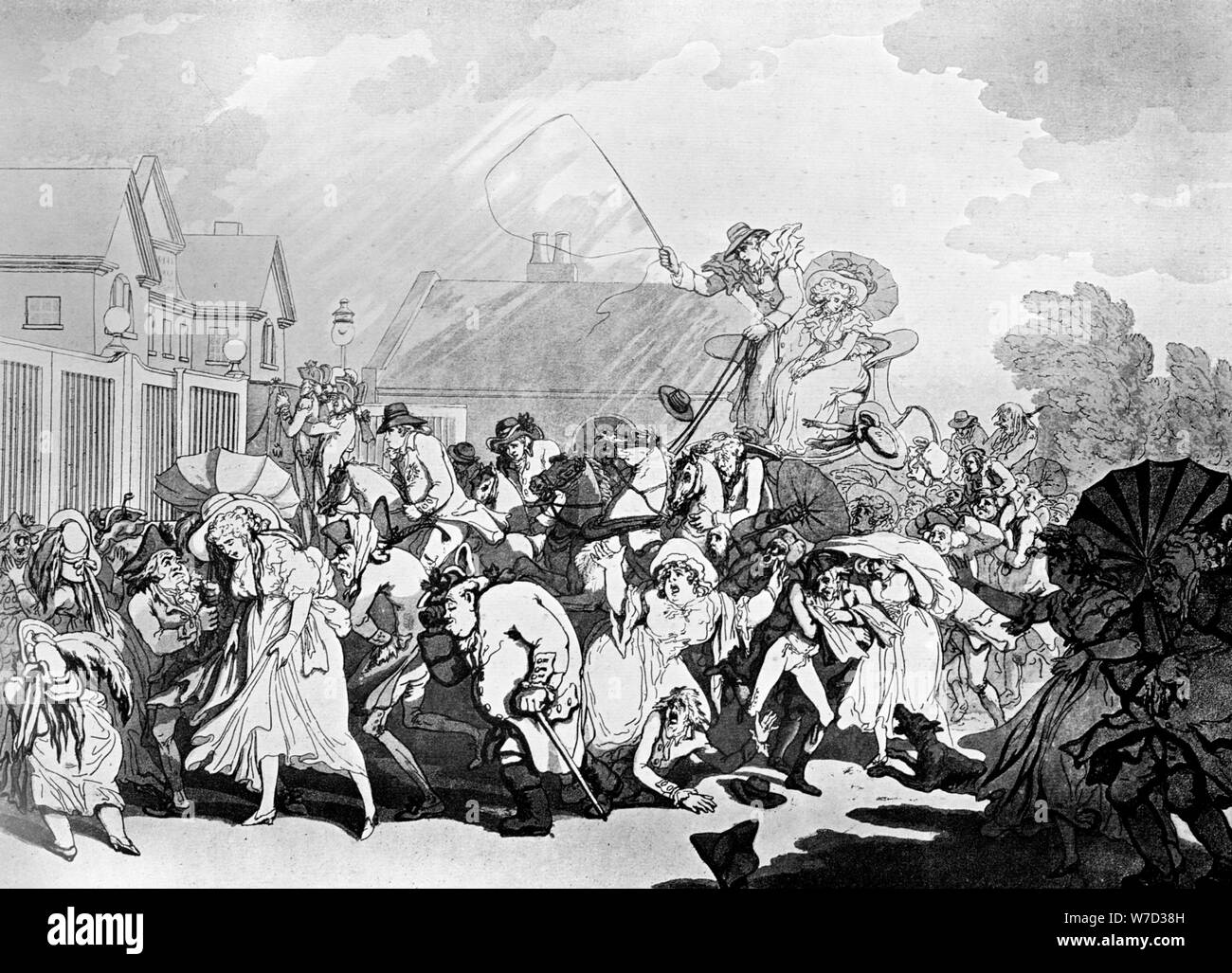 "Eine plötzliche Bö in Hyde Park', c.1791 Künstler: Thomas Rowlandson Stockfoto