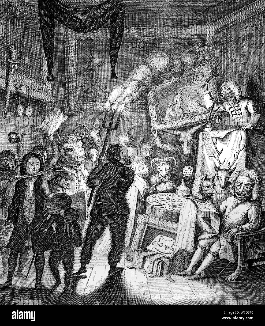 Die Lshirt auf ein Bild Auktion', 1730. Künstler: William Henry Toms Stockfoto