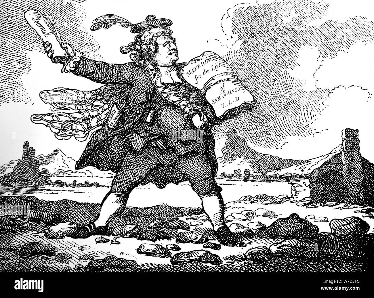 "Der Journalist mit Blick auf auchinleck oder das Land der Steine', c.1786 Künstler: Thomas Rowlandson Stockfoto