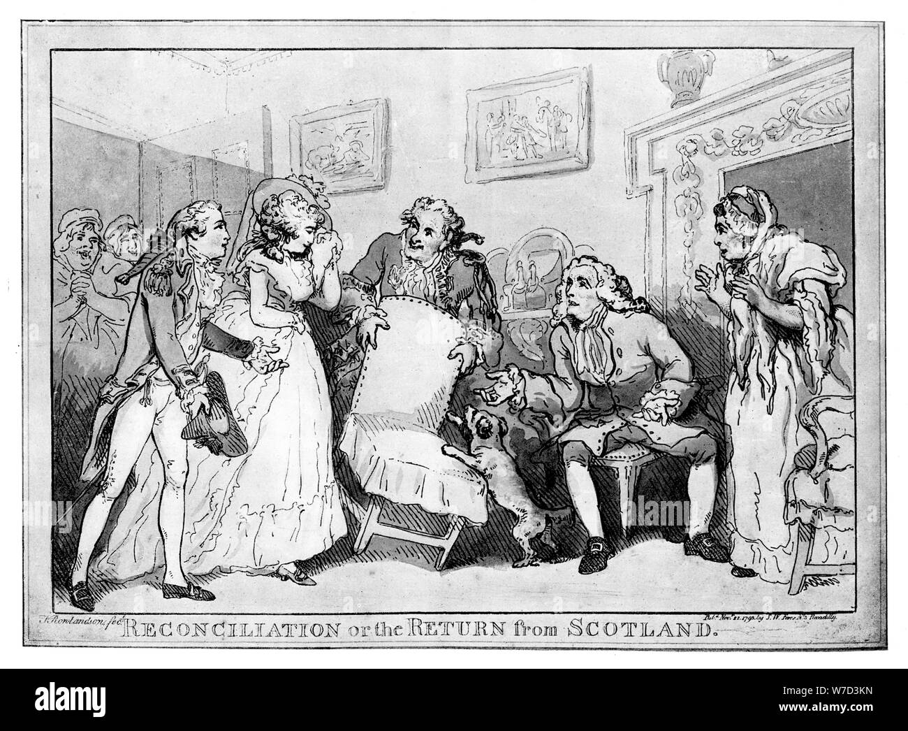 "Versöhnung oder der Rückkehr aus Schottland", Ende des 18. Jahrhunderts. Artist: Unbekannt Stockfoto