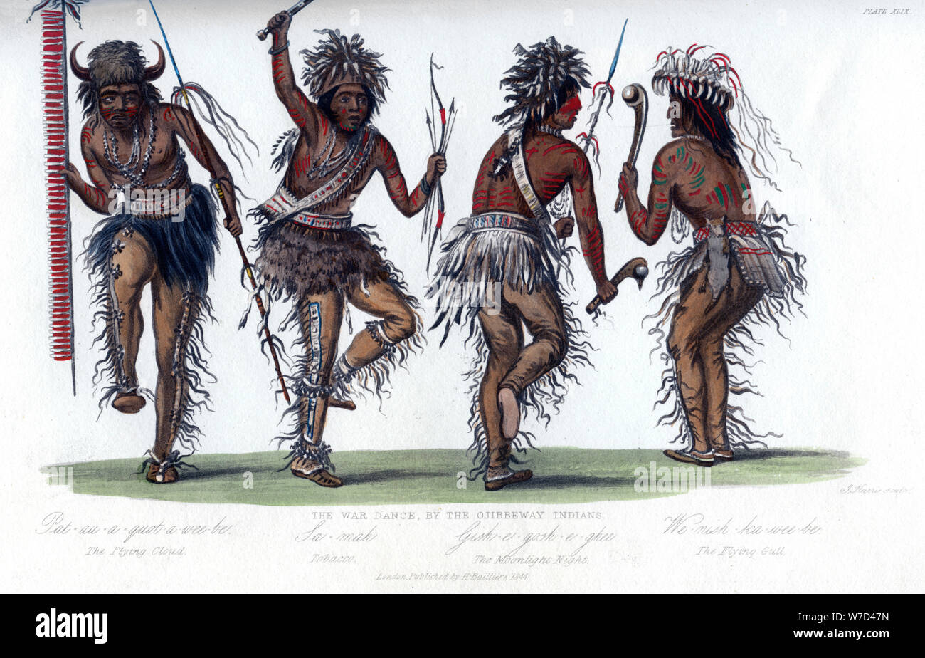"Der Krieg Tanz, durch den Ojibbeway Indianer', 1848 Künstler: Harris Stockfoto