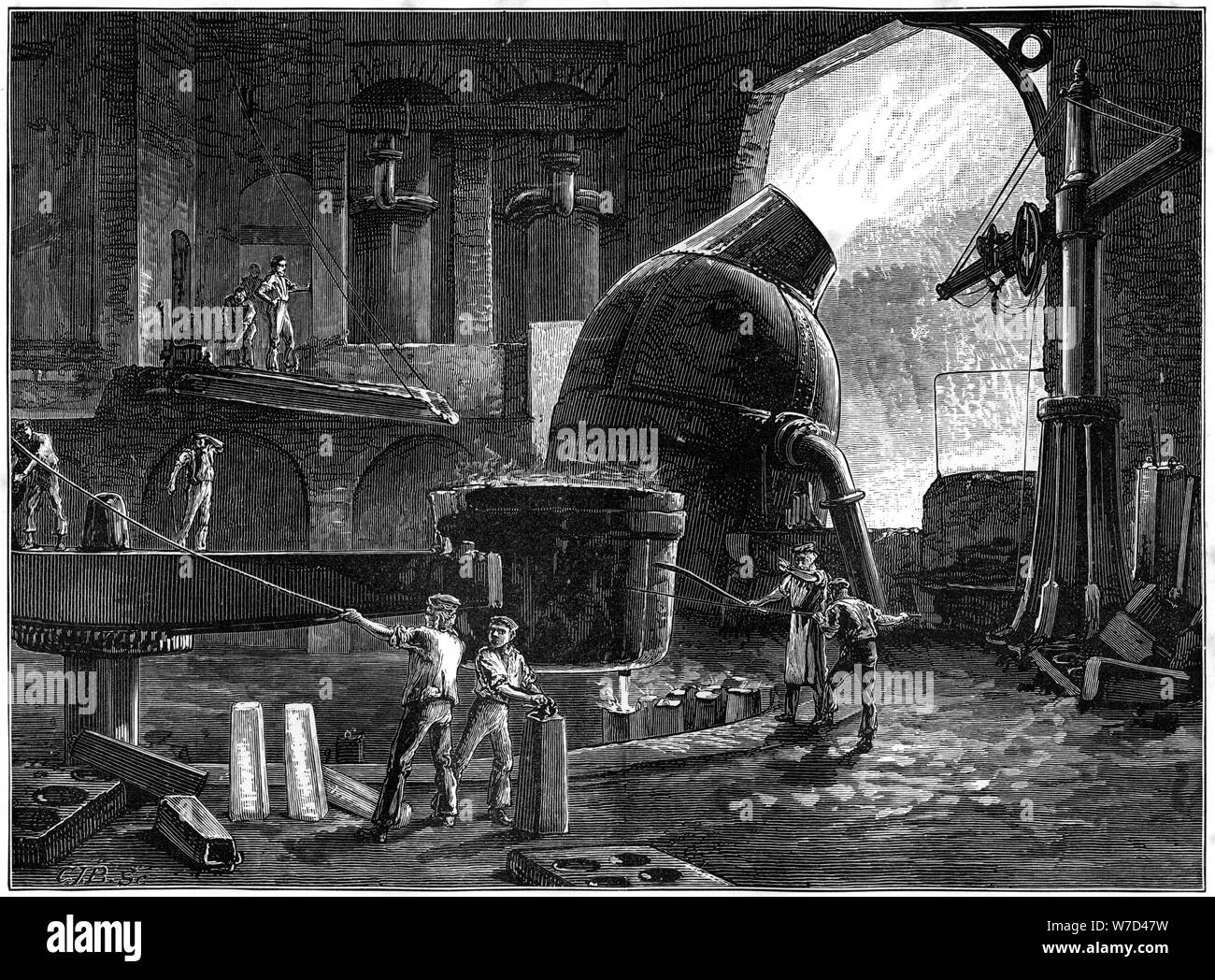 Die bessemer Prozess für die Massenproduktion von Stahl, c 1880. Artist: Cjb Stockfoto