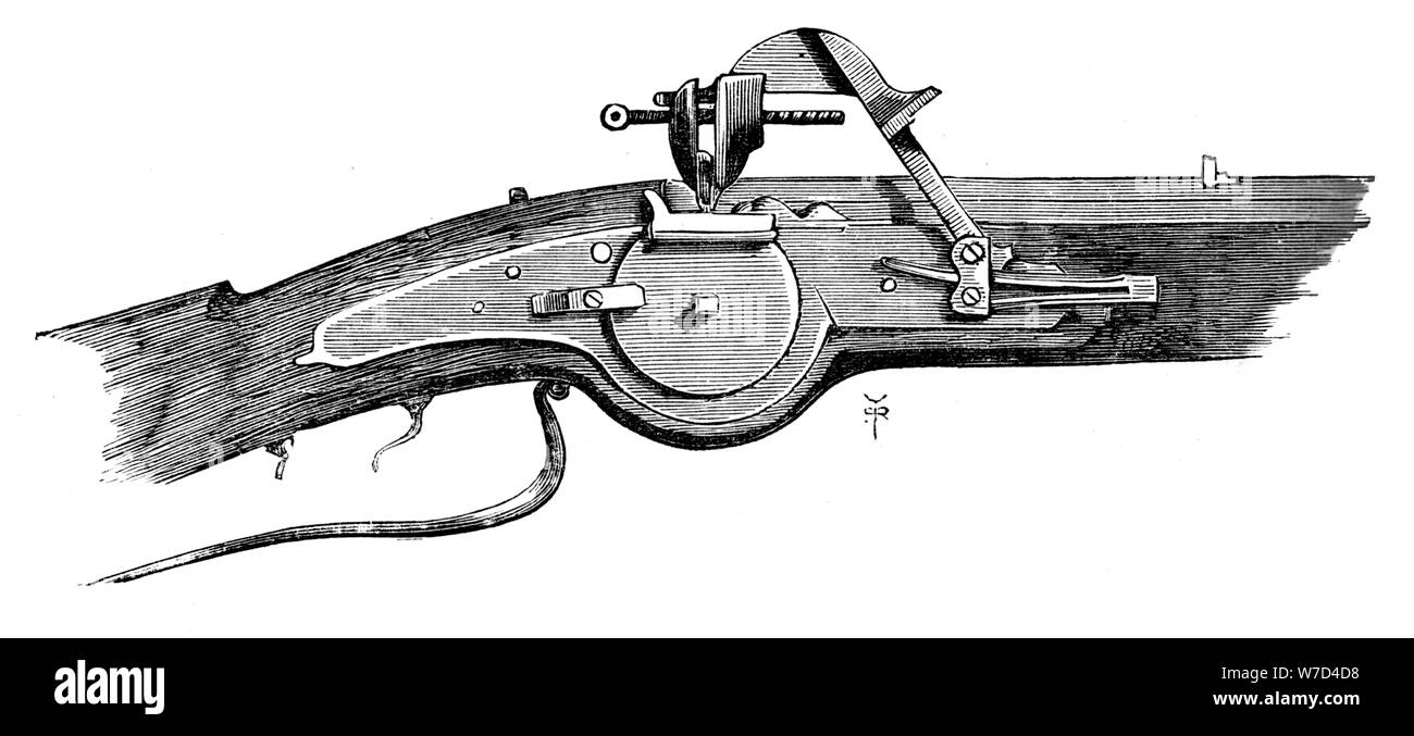 Wheel Lock Mechanismus, aus dem Tower von London, c aus dem 17. Jahrhundert, (c 1880). Artist: Unbekannt Stockfoto