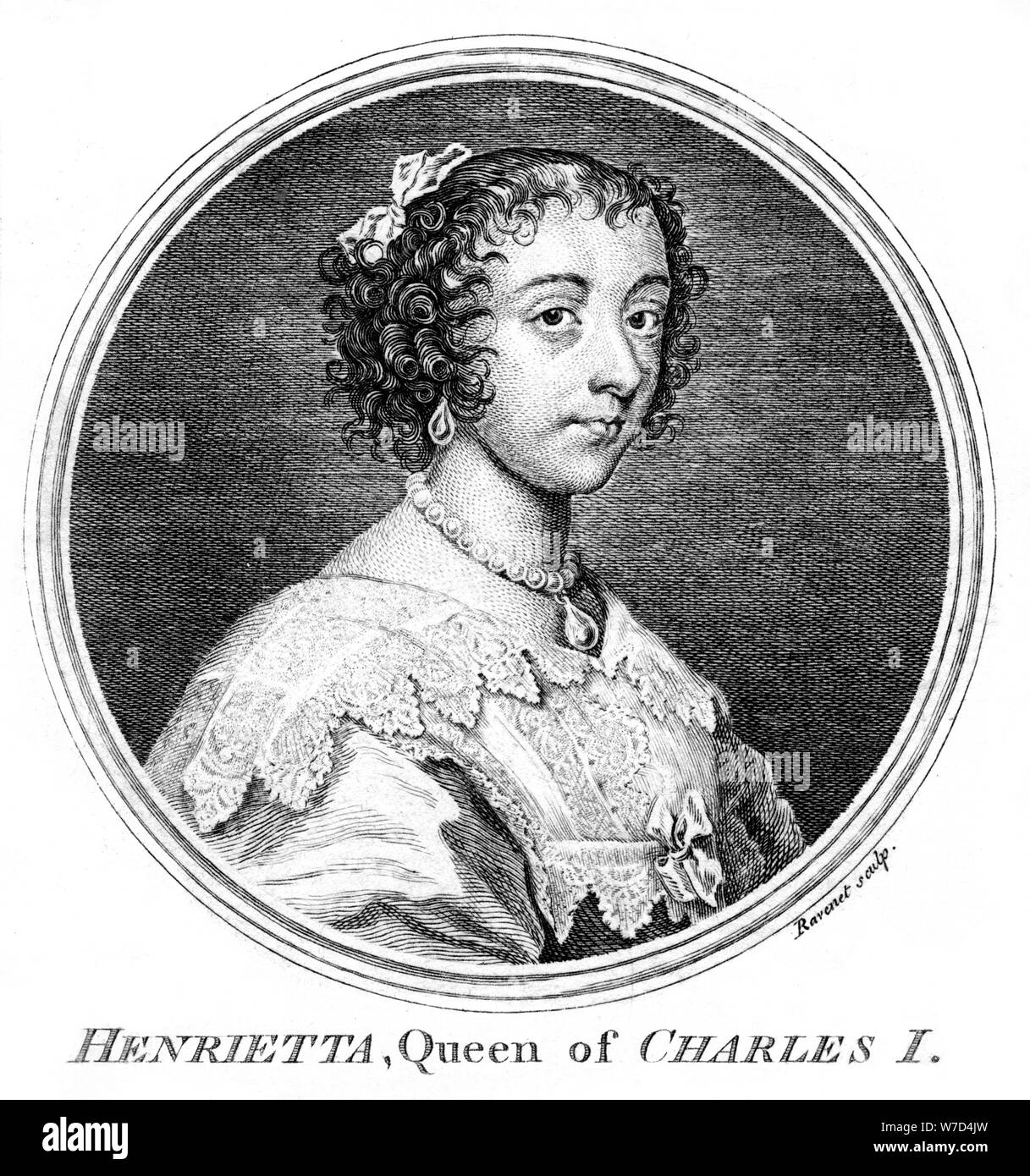 Königin Henrietta Maria, Königin von Charles I Künstler: Ravenet Stockfoto