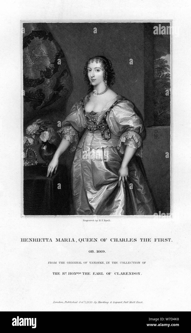 Königin Henrietta Maria, Königin von Charles I, (1833). Artist: Henry Thomas Ryall Stockfoto