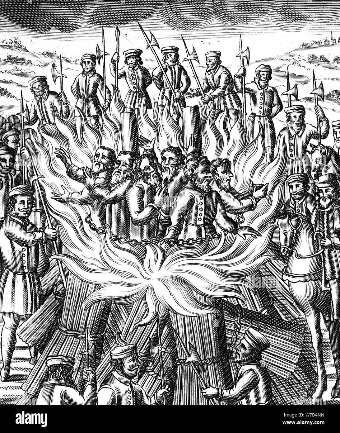 "Die Martyrdome von sechs Männer an Brainford', 1558. Artist: Unbekannt Stockfoto