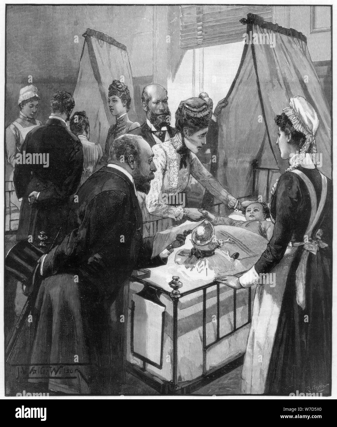 Der Prinz und die Prinzessin von Wales Besuch der Eveline Krankenhaus für kranke Kinder, 1890 Künstler: Wilson Stockfoto