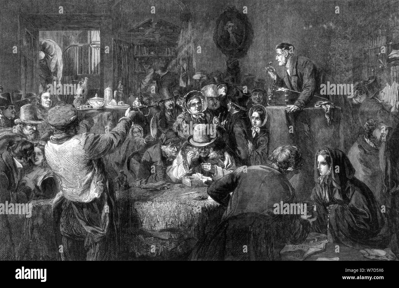 Die Auktion, den letzten Tag des Verkaufs", der internationalen Ausstellung, 1862. Artist: George Bernard O'Neill Stockfoto