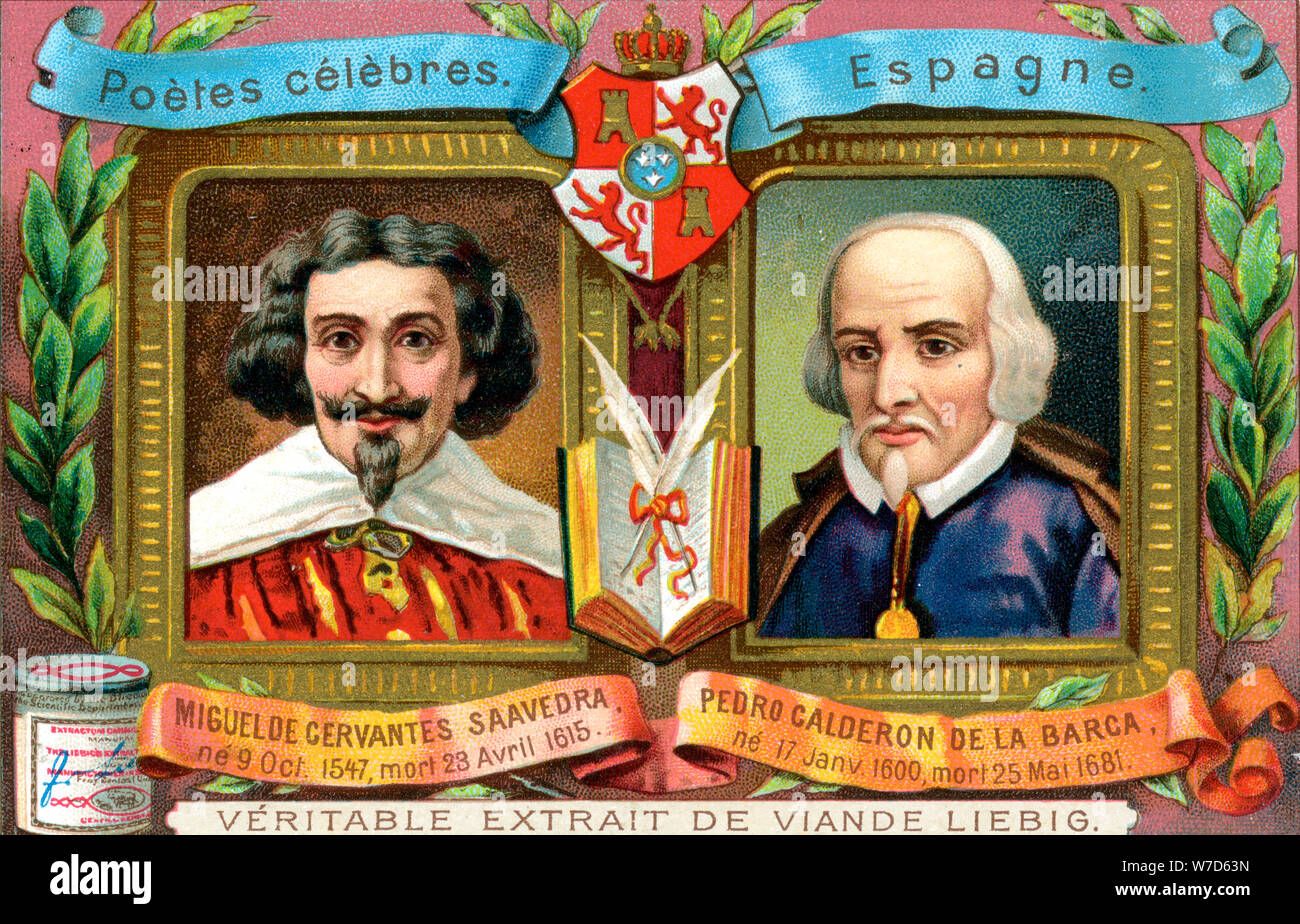 Miguel de Cervantes Saavedra und Pedro Calderon De La Barca, c 1900. Artist: Unbekannt Stockfoto