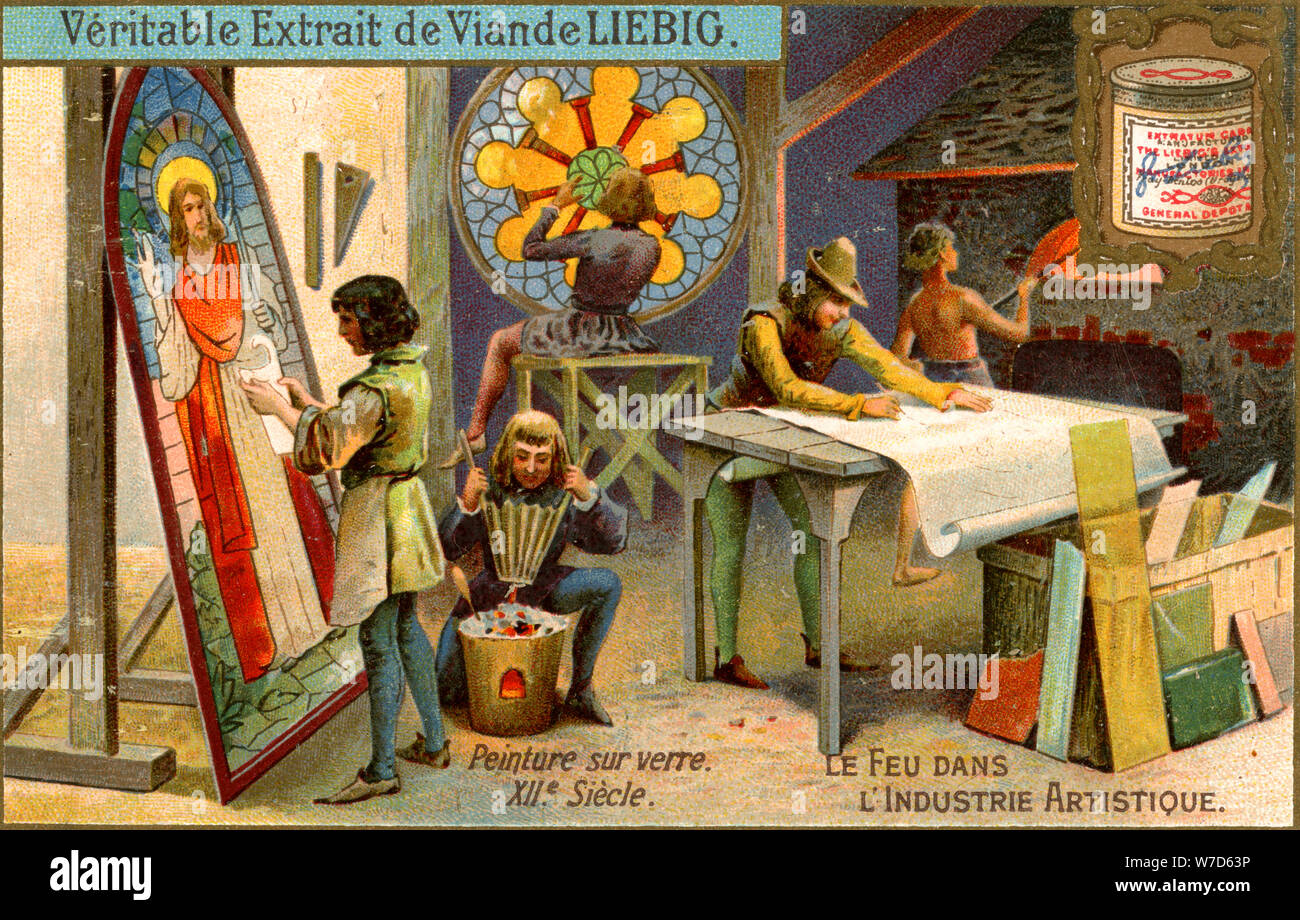 Malerei auf Glas im 12. Jahrhundert, (c 1900). Artist: Unbekannt Stockfoto