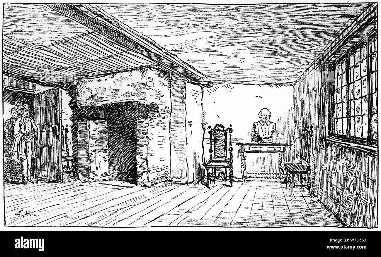 Das Zimmer, in dem Shakespeare geboren wurde, Stratford-upon-Avon, Warwickshire, 1885 Künstler: Edward Rumpf Stockfoto