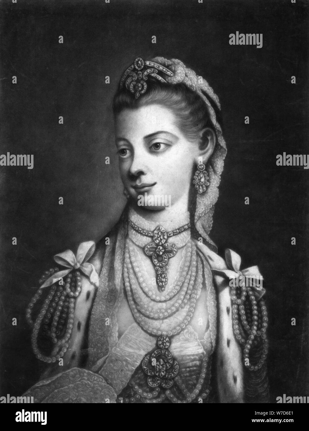 Charlotte, Königin von König Georg III. von Großbritannien. Artist: Thomas Frye Stockfoto