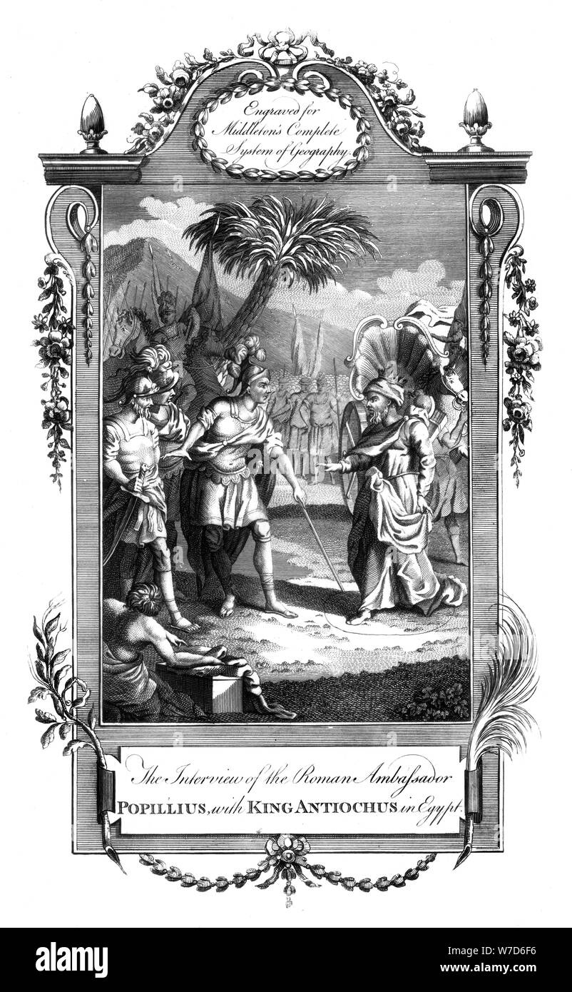 Das Treffen zwischen den Römischen Botschafter, Popillius, und König Antiochus, Ägypten, c 18. Artist: Unbekannt Stockfoto