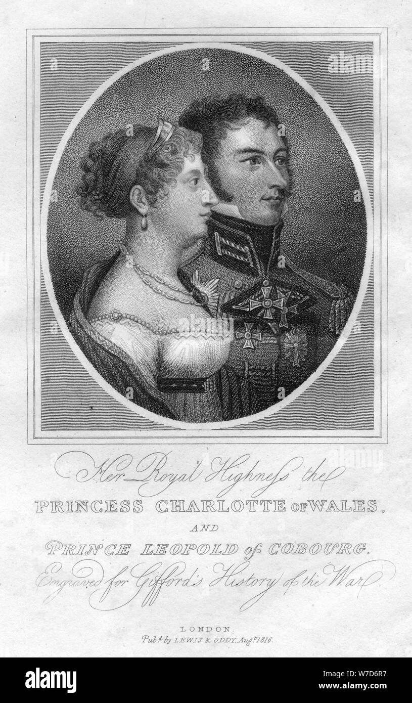 Prinzessin Charlotte von Wales und Prinz Leopold von Sachsen-coburg, 1816. Artist: Unbekannt Stockfoto