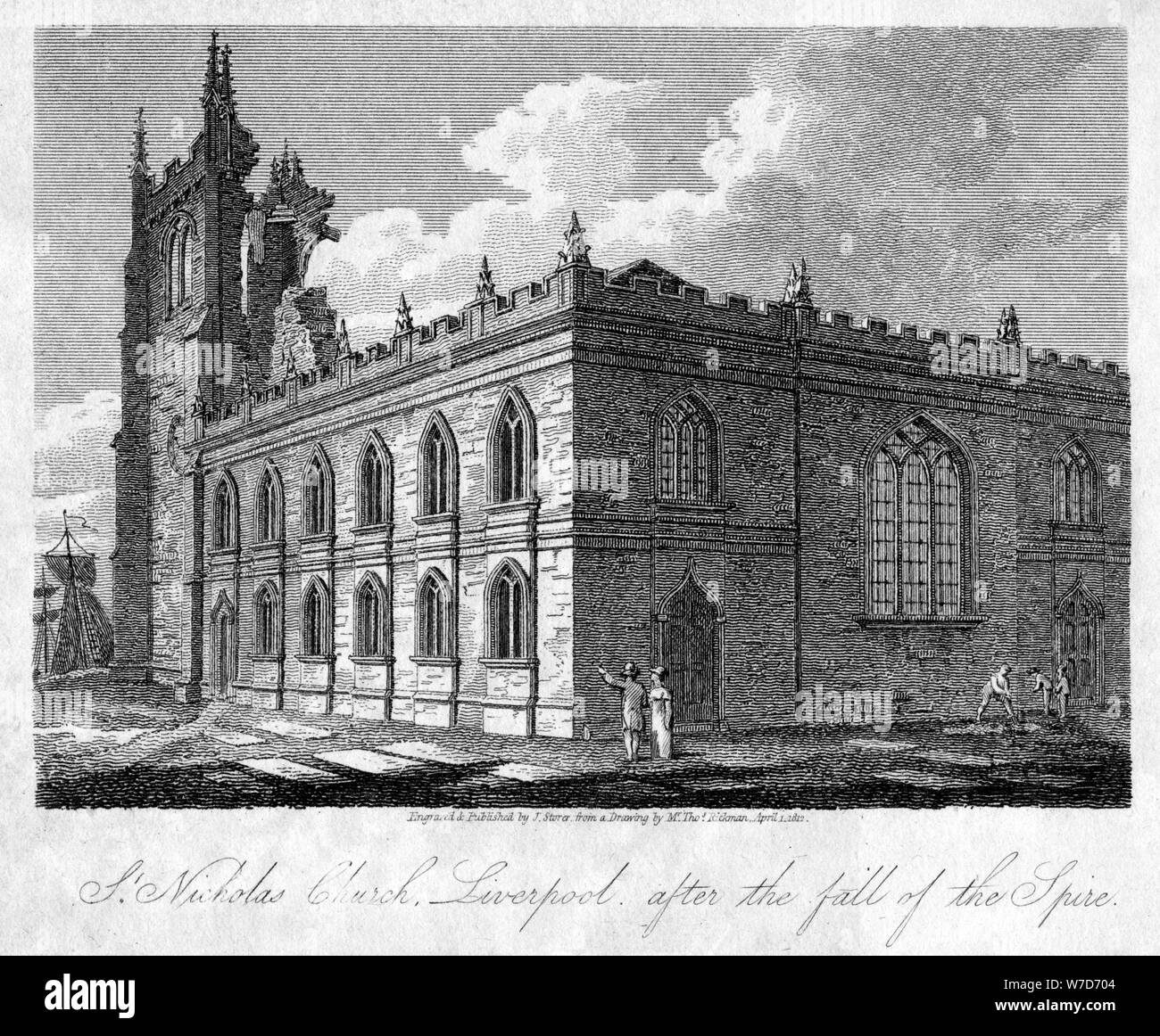 Kirche St. Nikolaus, Liverpool, Merseyside, 1812 Künstler: James Sargant Lagerhalter Stockfoto