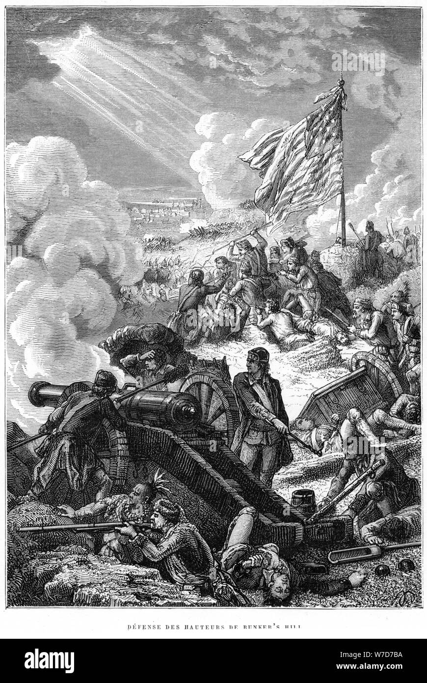 Die Verteidigung von Bunker Hill, 1775. Artist: Unbekannt Stockfoto